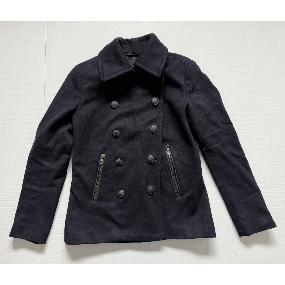 Rag And Bone Women's S Black Double Breasted Peacoat Wool Blend Jacket Coat